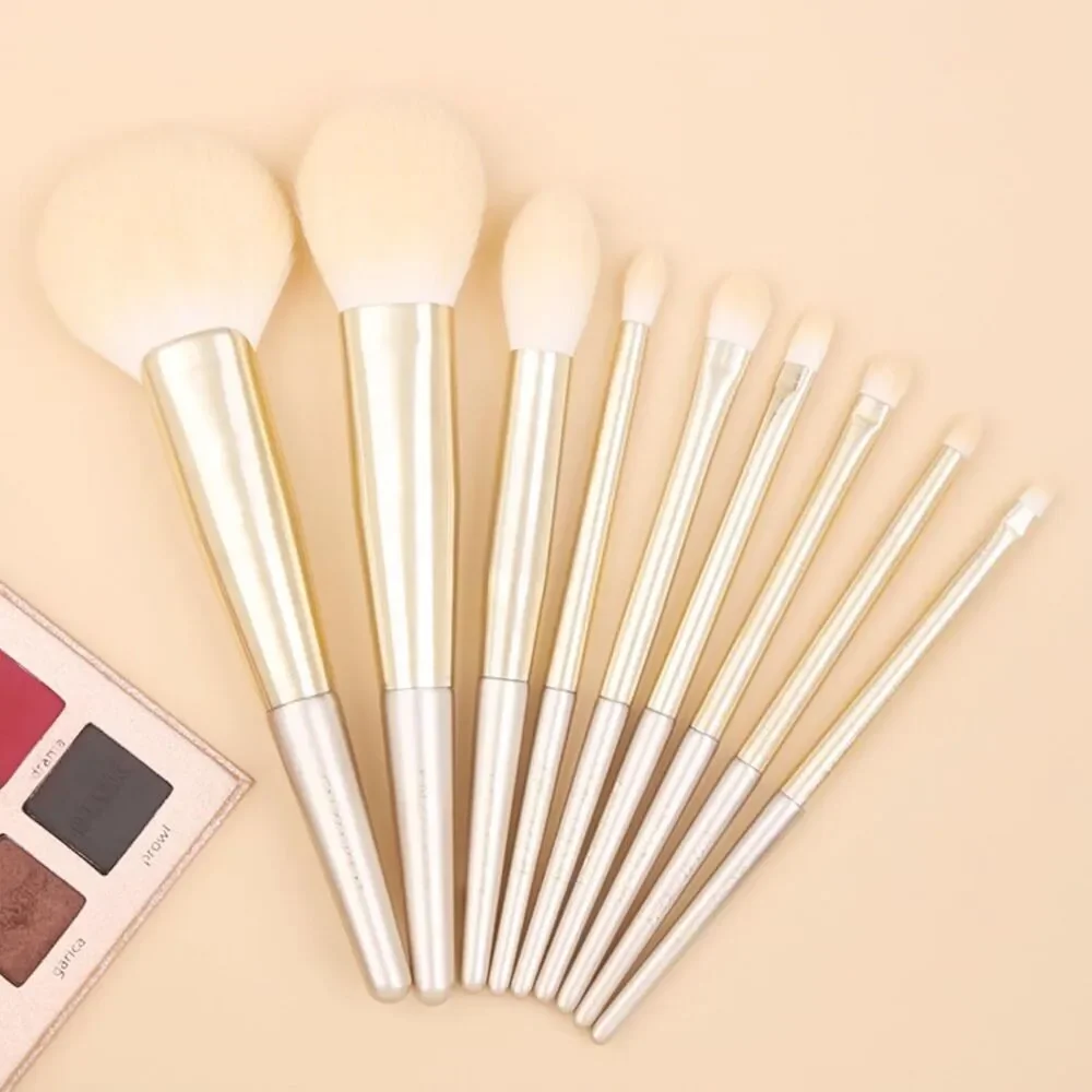 Luxury Enzo Ken 9pieces Professional Gold Cosmetic Makeup Brushes Set with Case
